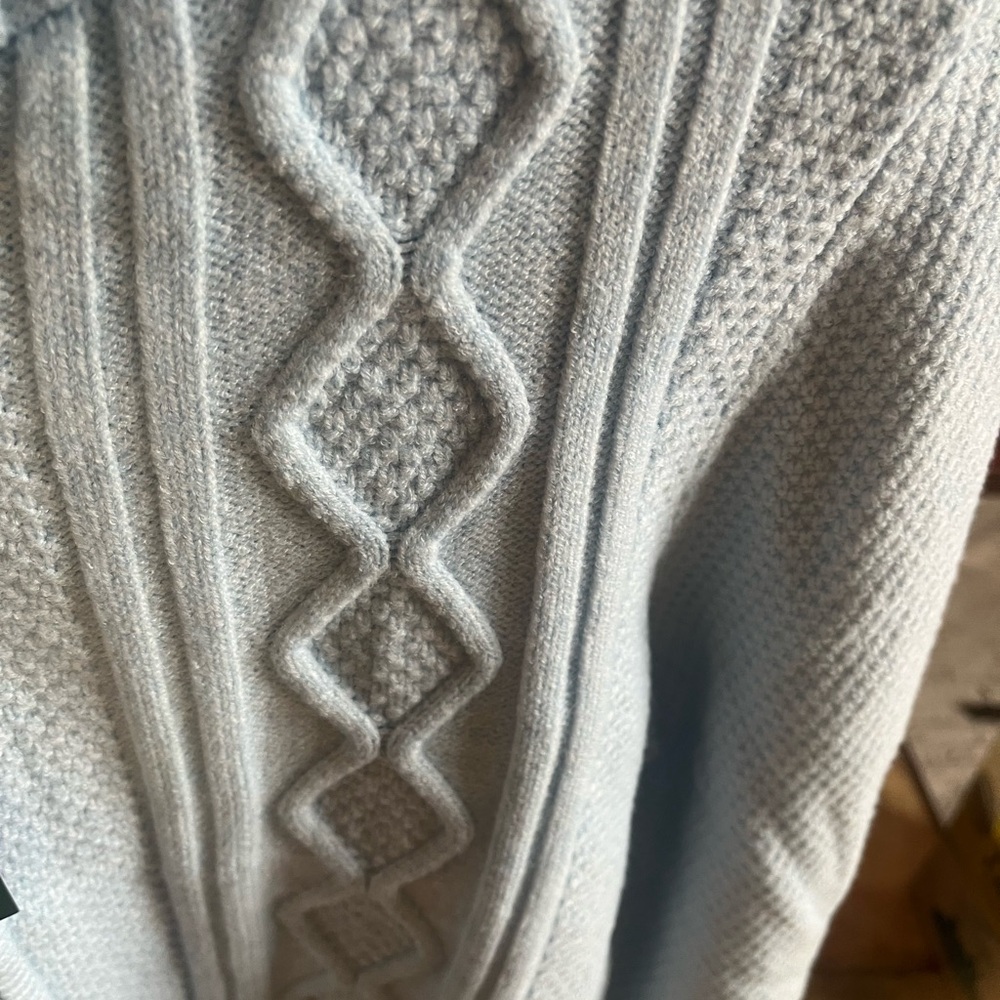 Target Wild fable cable nit hoodie Women's Soft Blue Zip-Up Cardigan